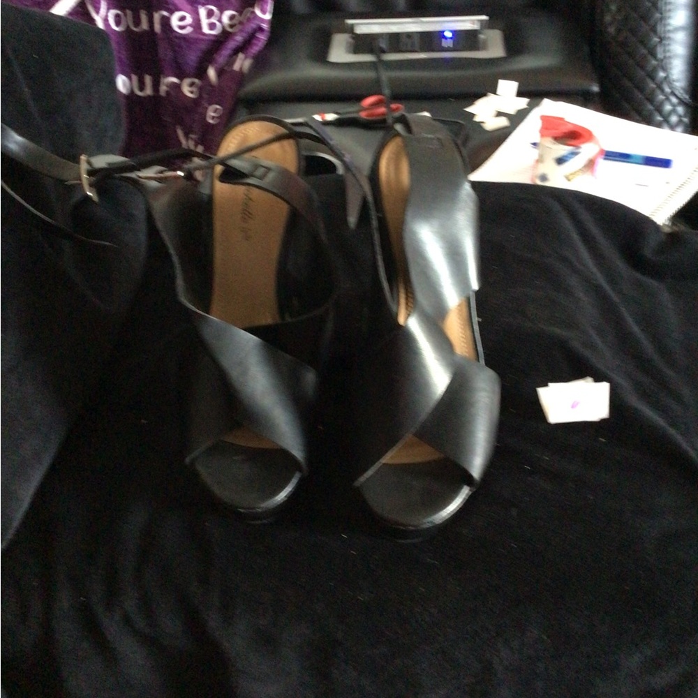 Elegant Black Wedge Sandals